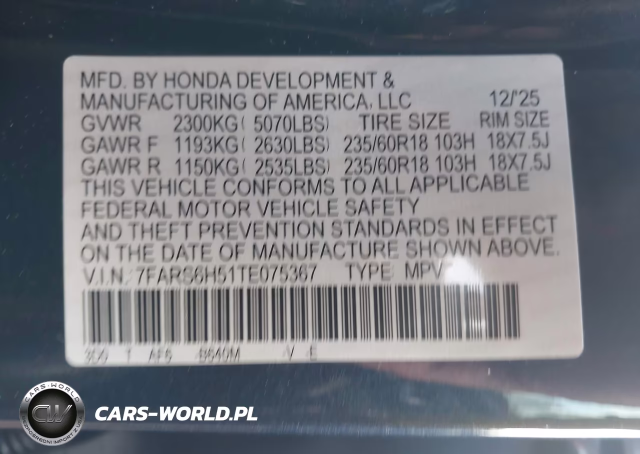 2026 Honda Cr-V Hybrid Awd Sport VIN:7FARS6H51TE075367 - 9