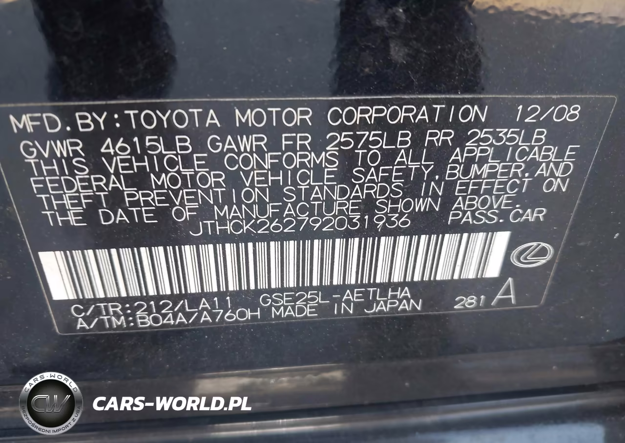 2009 Lexus Is 250 VIN:JTHCK262792031936 - 9