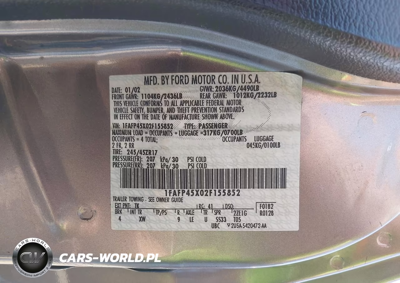 2002 Ford Mustang Gt VIN:1FAFP45X02F155852 - 9