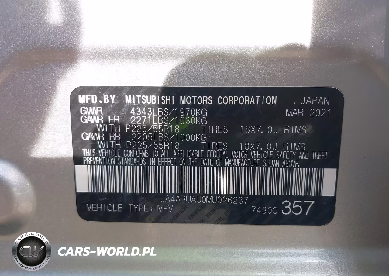 2021 Mitsubishi Outlander Sport 2.0 Be Awc-2.0 Es Awc-2.0 Le Awc-2.0 Se Awc VIN:JA4ARUAU0MU026237 - 9