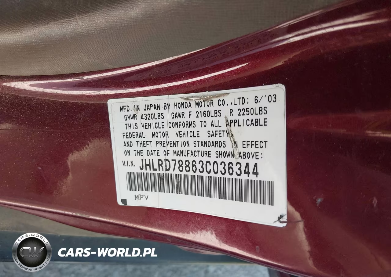 2003 Honda Cr-V Ex VIN:JHLRD78863C036344 - 9