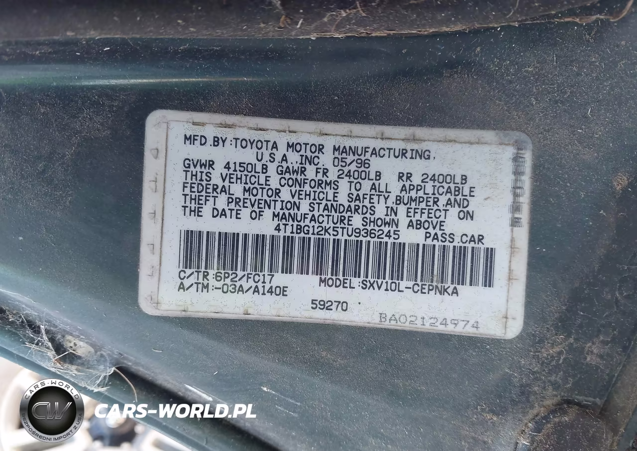 1996 Toyota Camry Dx-Le-Xle VIN:4T1BG12K5TU936245 - 9