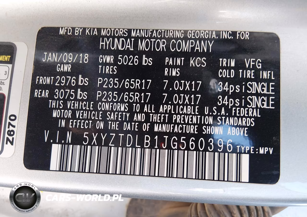 2018 Hyundai Santa Fe Sport 2.4L VIN:5XYZTDLB1JG560396 - 9