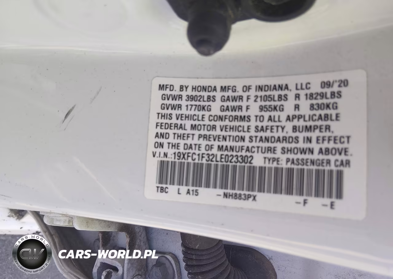 2020 Honda Civic Ex VIN:19XFC1F32LE023302 - 9