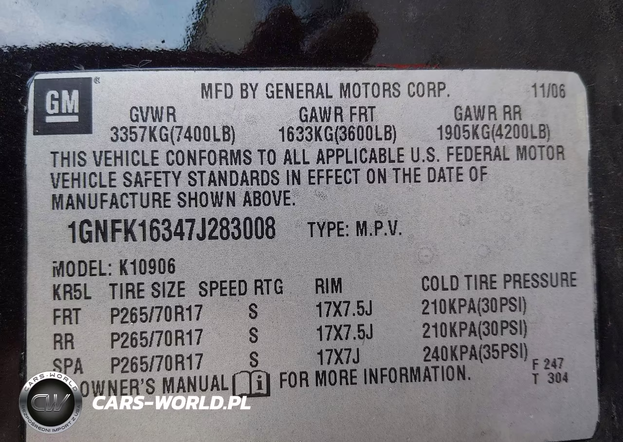 2007 Chevrolet Suburban Lt VIN:1GNFK16347J283008 - 9