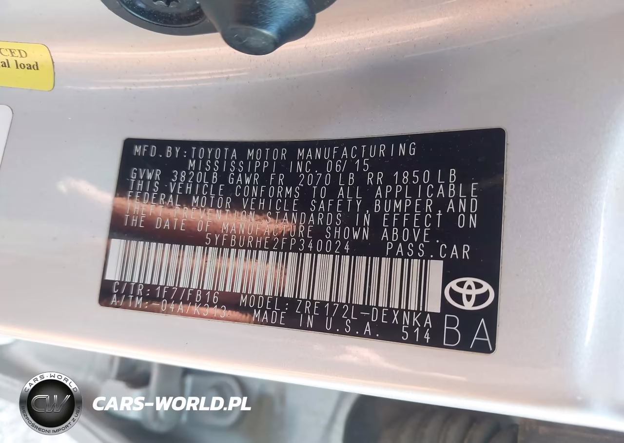 2015 Toyota Corolla Le VIN:5YFBURHE2FP340024 - 9