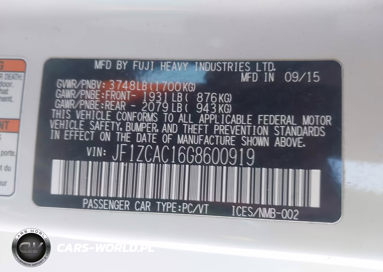 2016 Subaru Brz Limited VIN:JF1ZCAC16G8600919 - 9