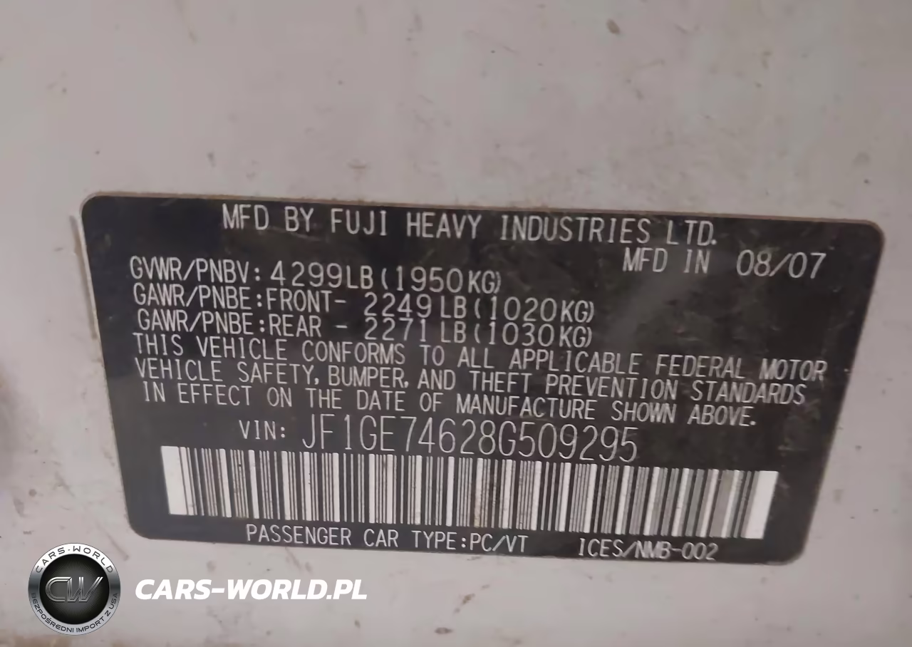 2008 Subaru Impreza Wrx VIN:JF1GE74628G509295 - 9
