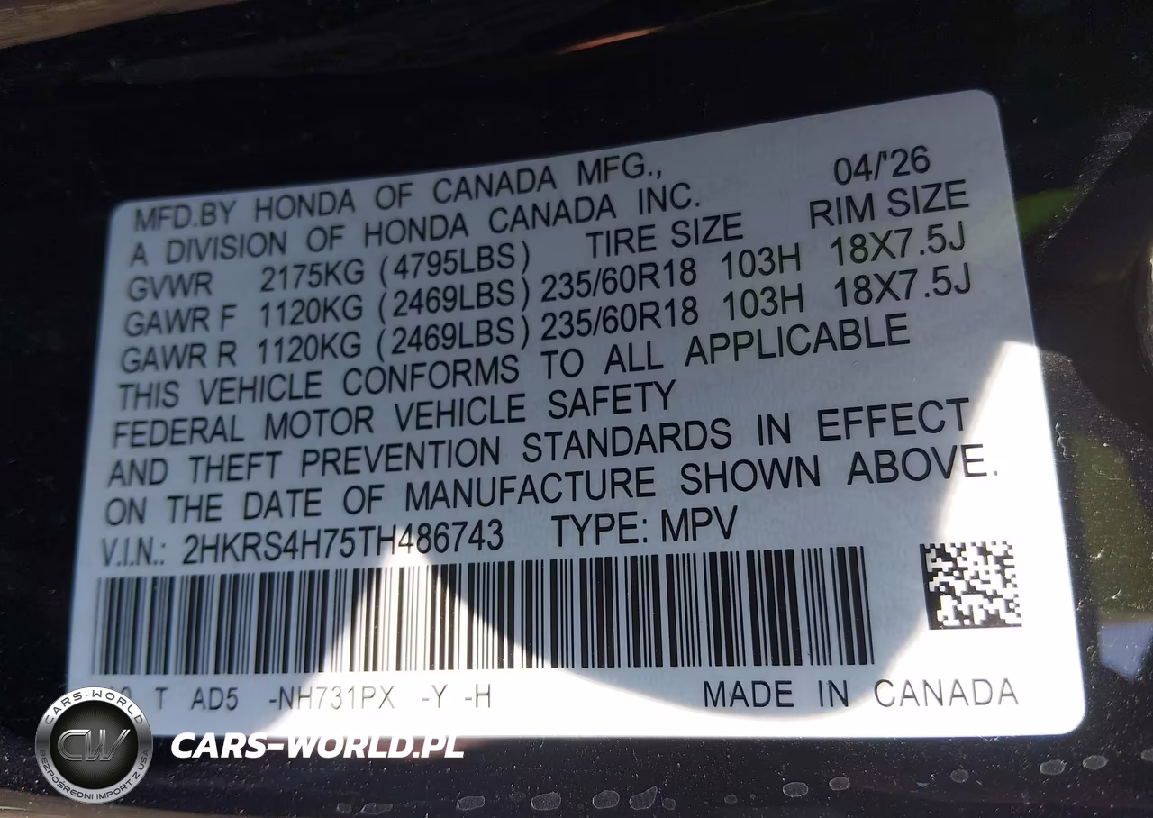 2026 Honda Cr-V Ex-L Awd VIN:2HKRS4H75TH486743 - 9