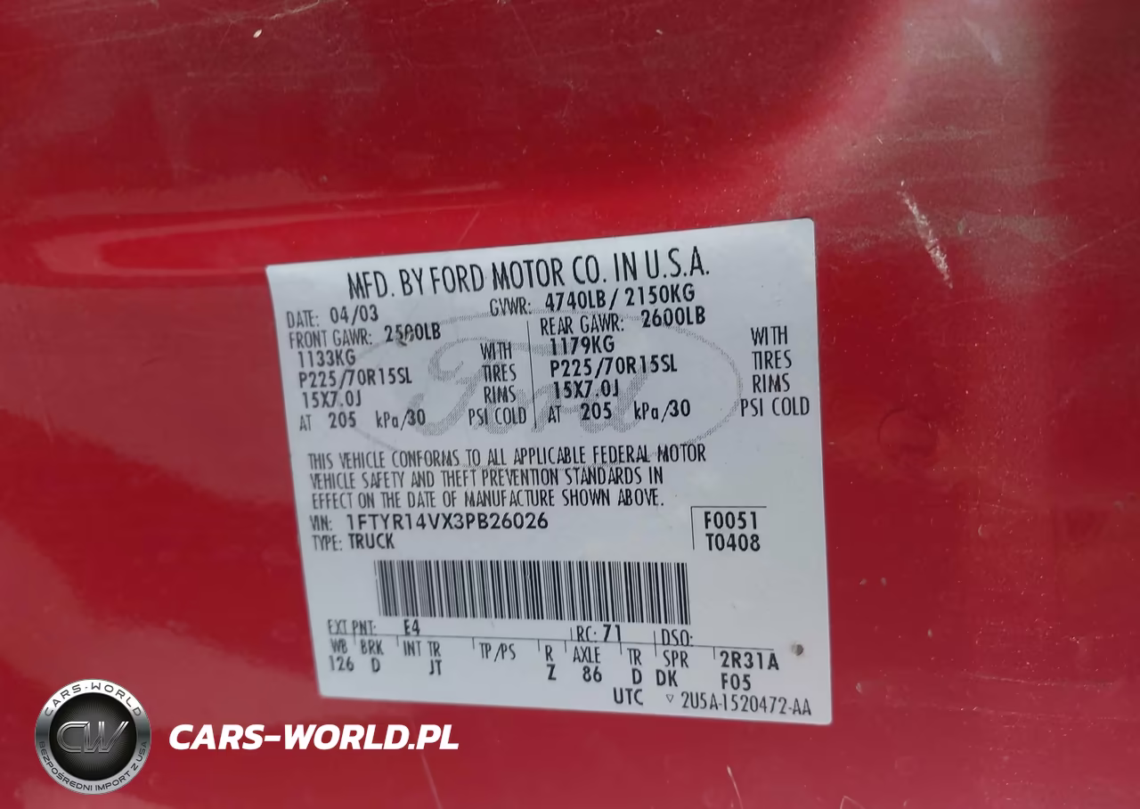 2003 Ford Ranger Edge-Tremor-Xl-Xlt VIN:1FTYR14VX3PB26026 - 9