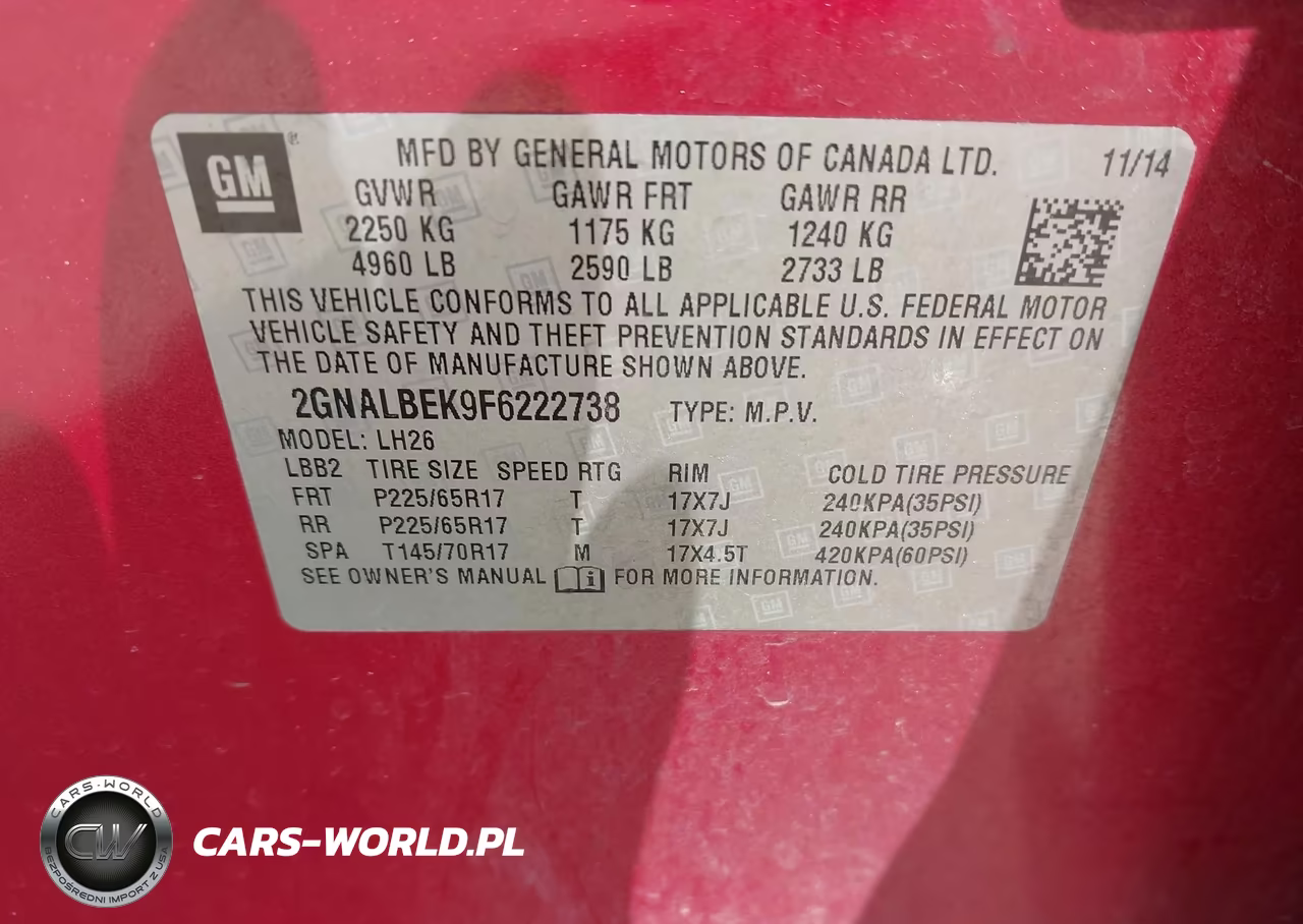 2015 Chevrolet Equinox 1Lt VIN:2GNALBEK9F6222738 - 9