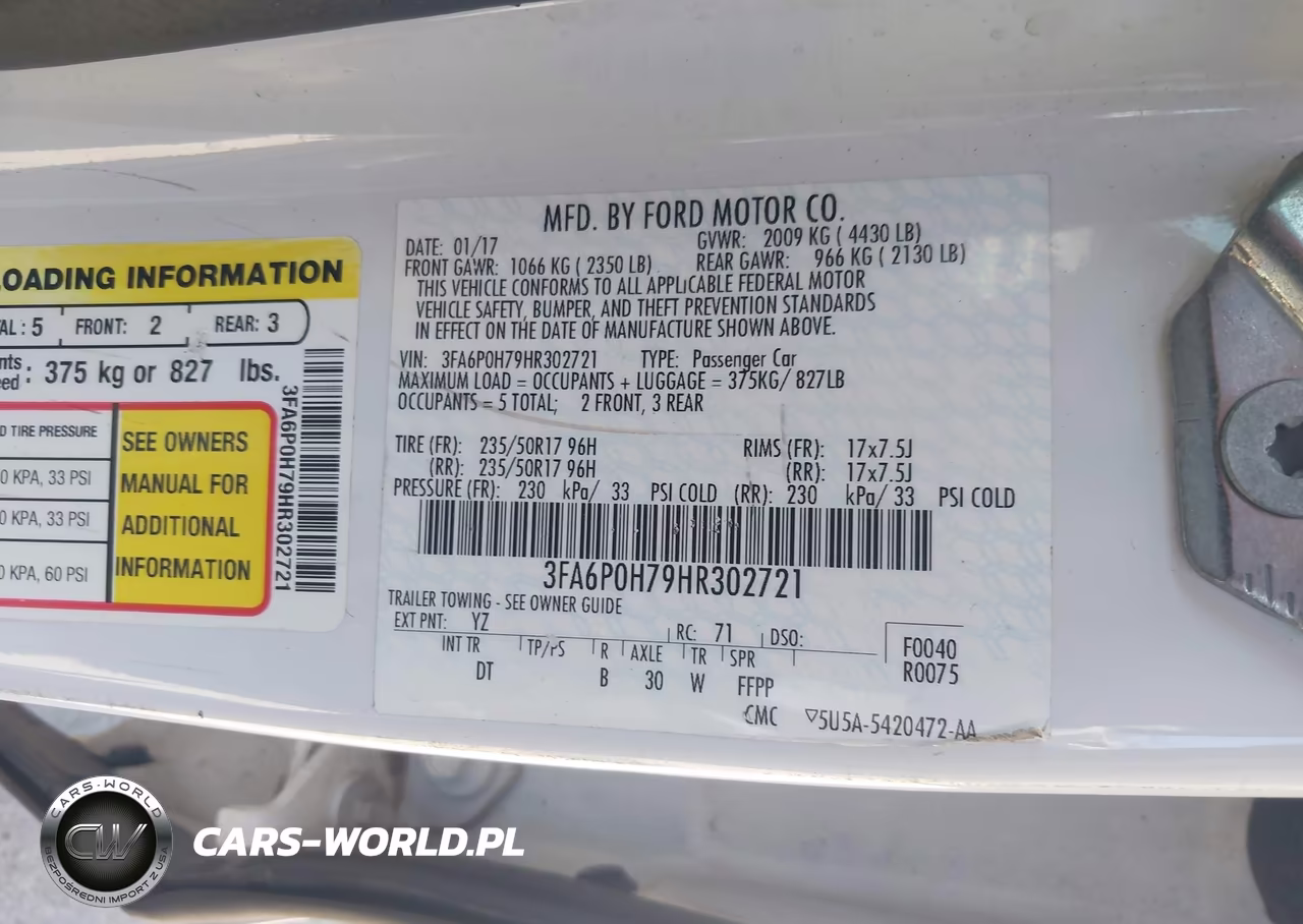 2017 Ford Fusion Se VIN:3FA6P0H79HR302721 - 9
