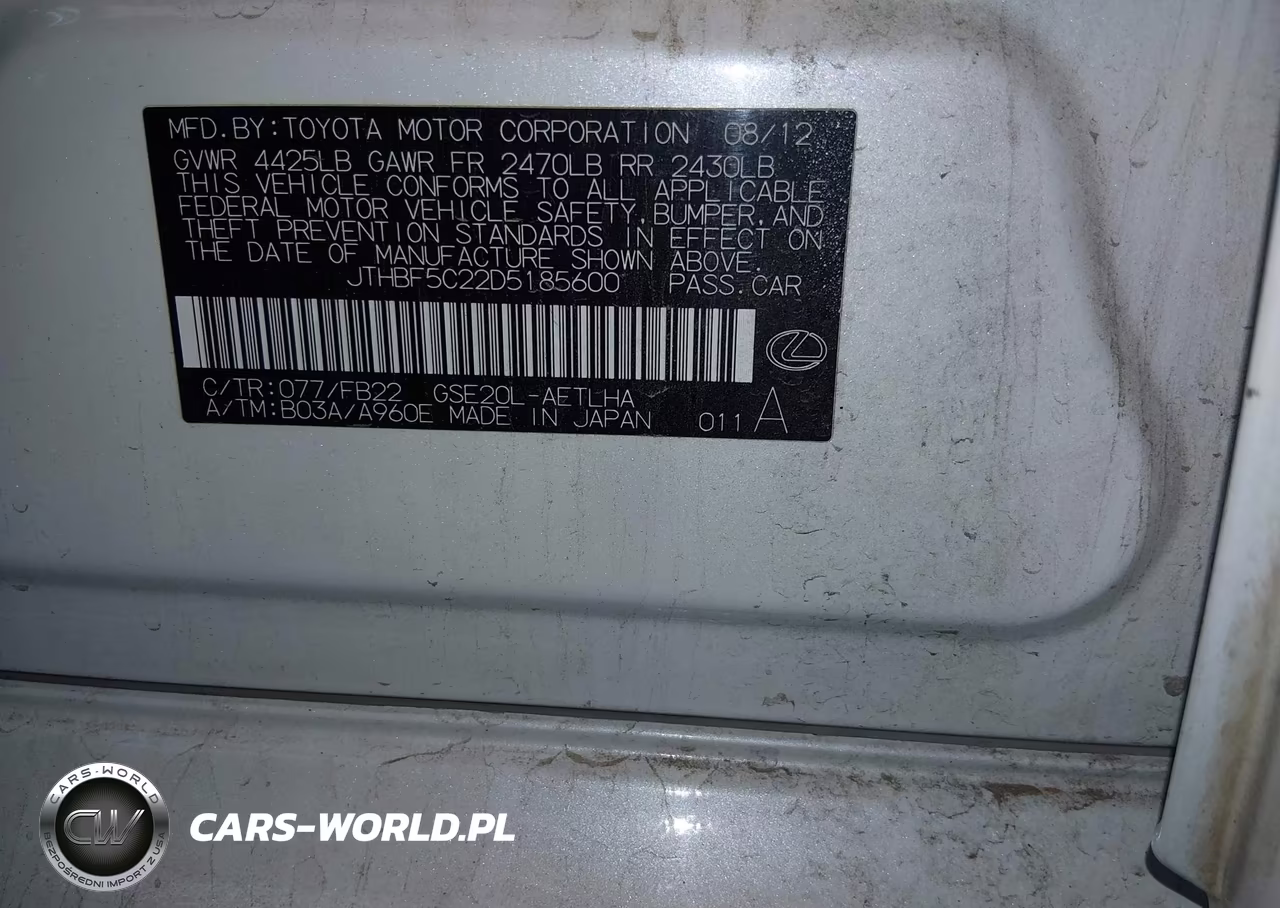 2013 Lexus Is 250 VIN:JTHBF5C22D5185600 - 9
