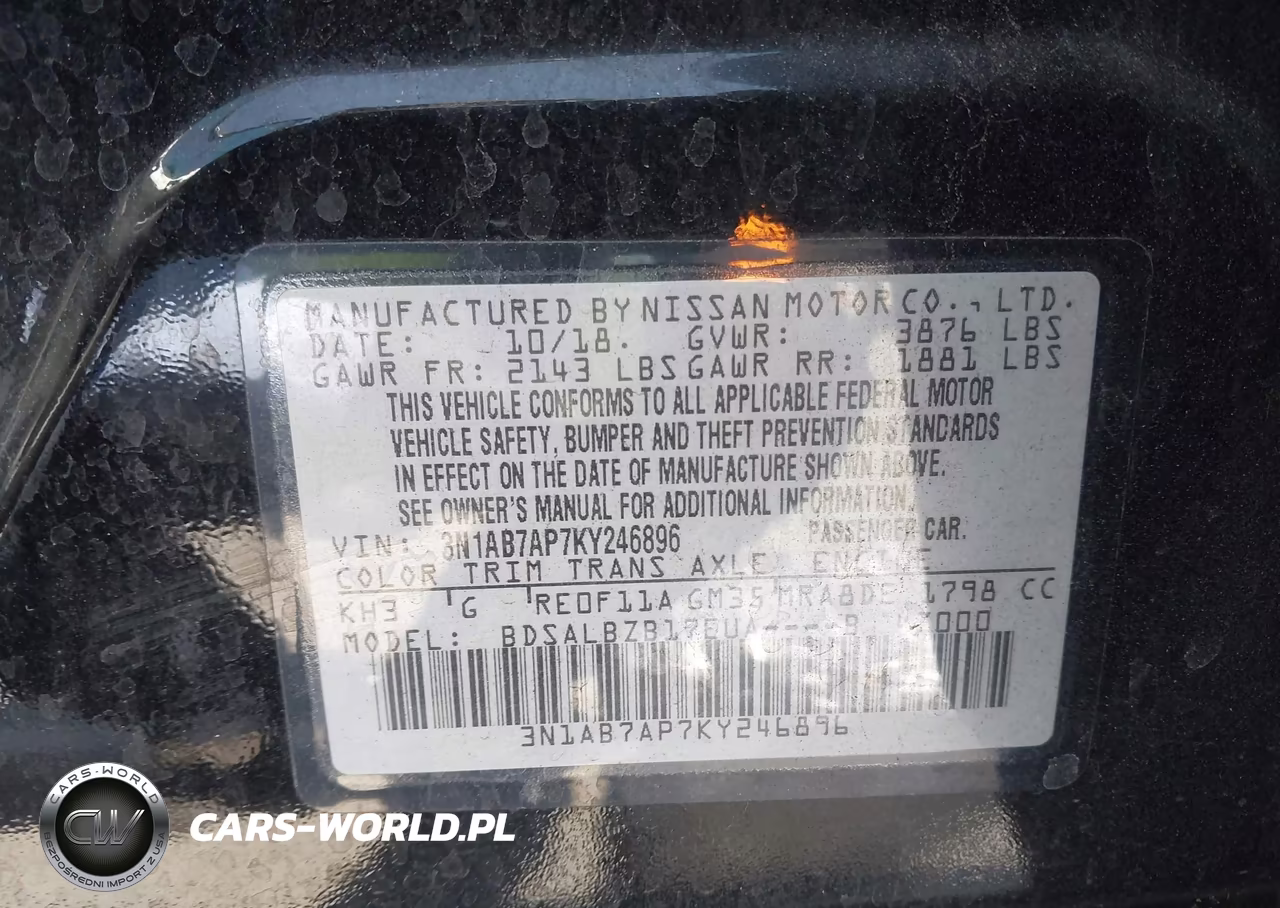 2019 Nissan Sentra S VIN:3N1AB7AP7KY246896 - 9