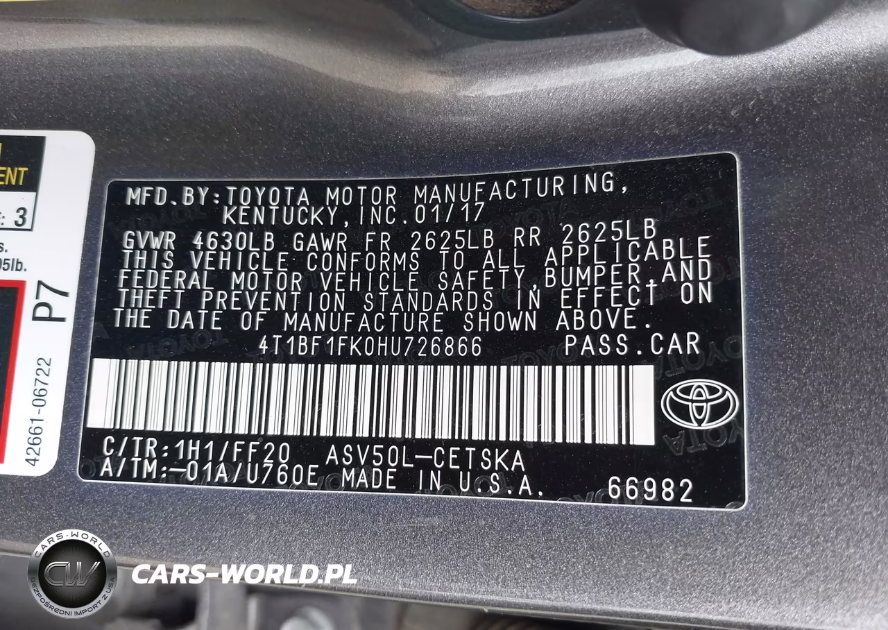 2017 Toyota Camry Se VIN:4T1BF1FK0HU726866 - 9