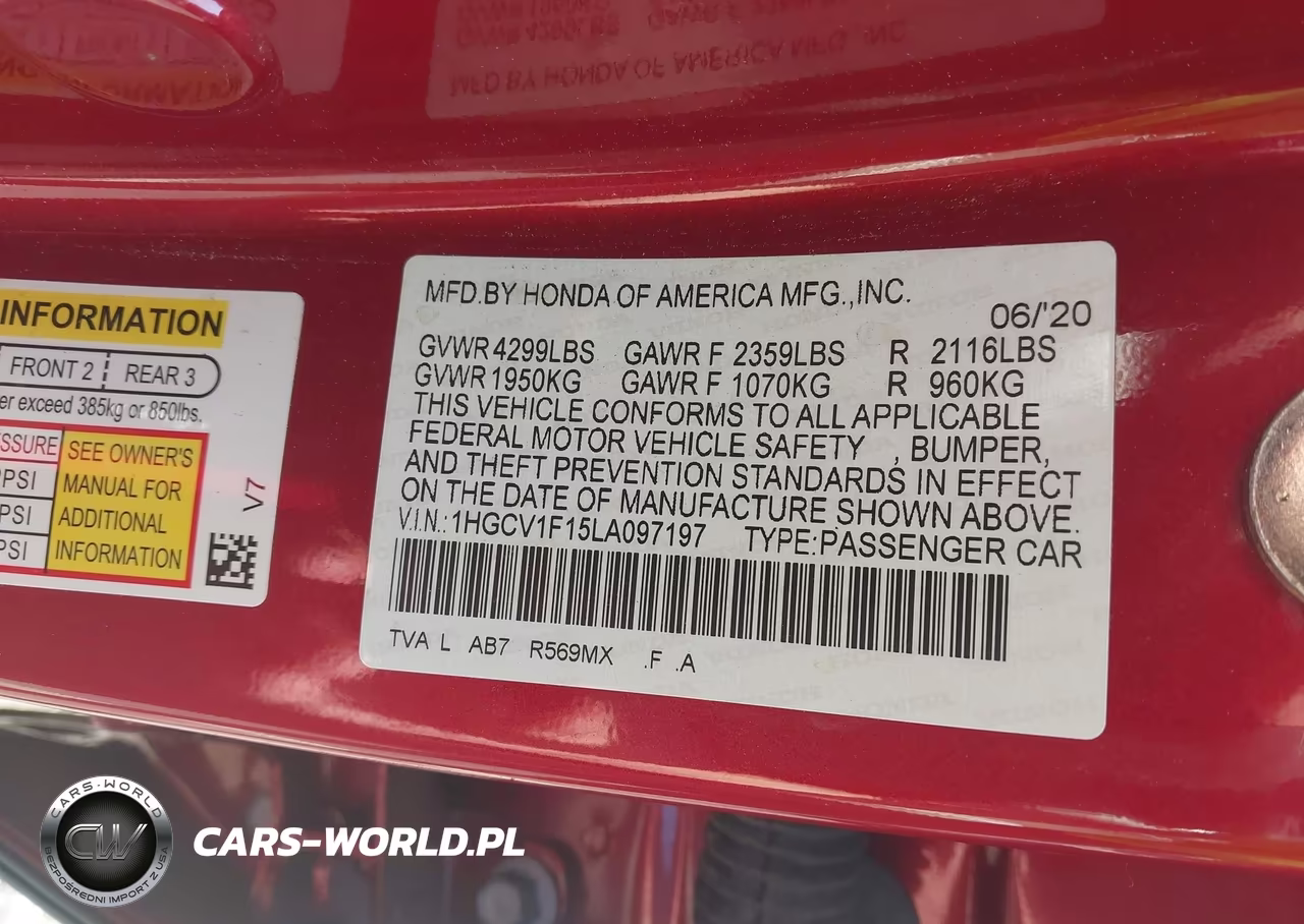 2020 Honda Accord Lx VIN:1HGCV1F15LA097197 - 9