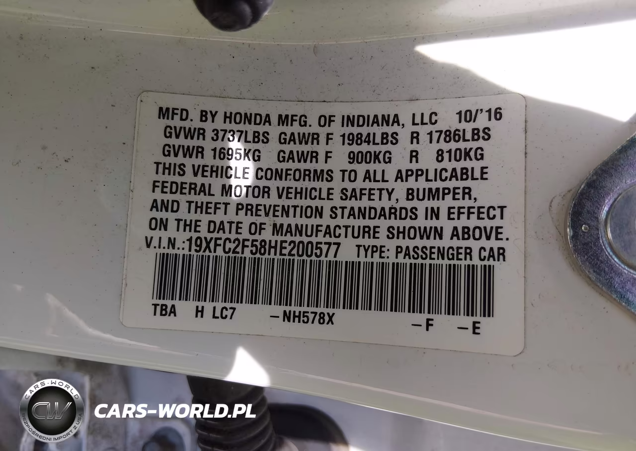 2017 Honda Civic Lx VIN:19XFC2F58HE200577 - 9