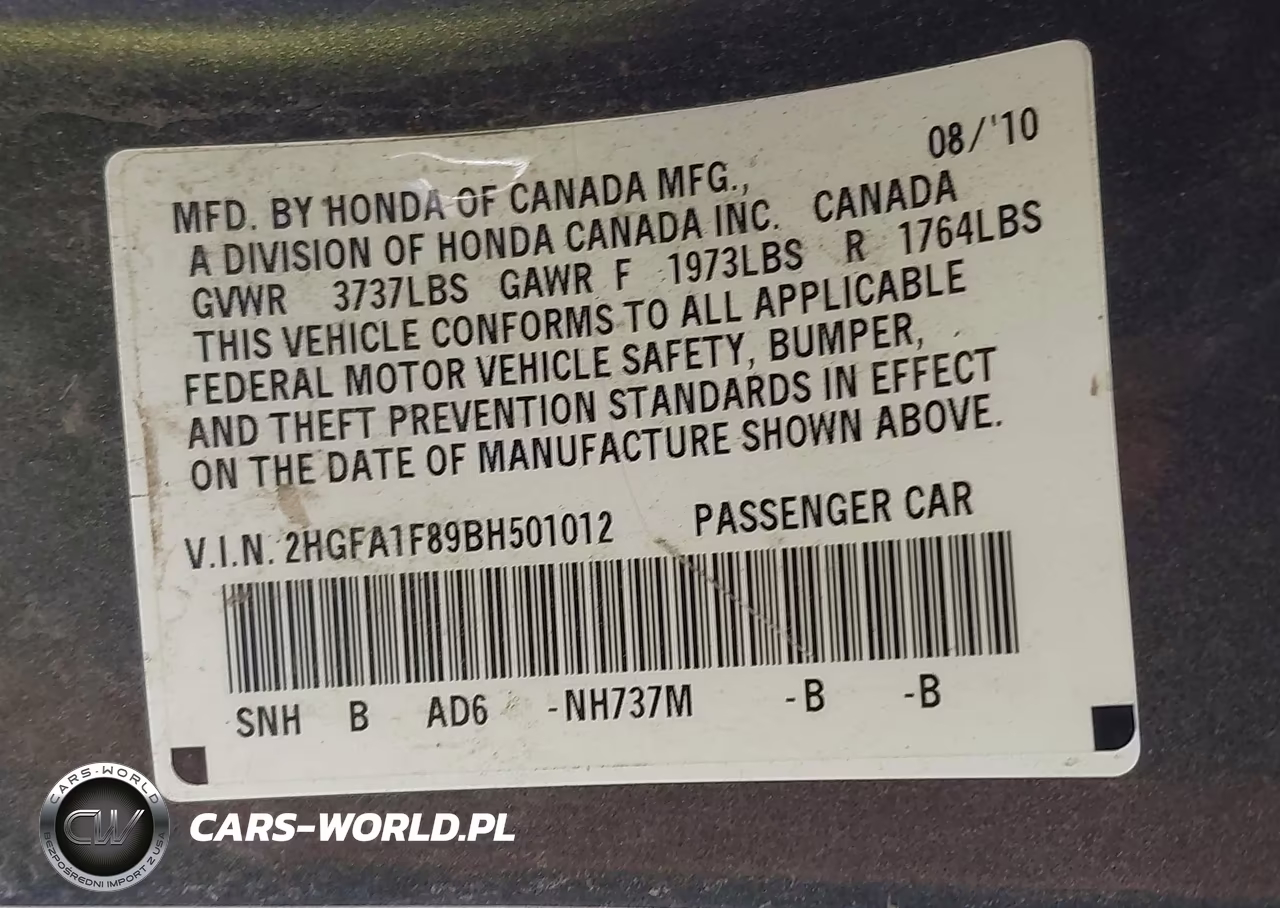 2011 Honda Civic Ex VIN:2HGFA1F89BH501012 - 9