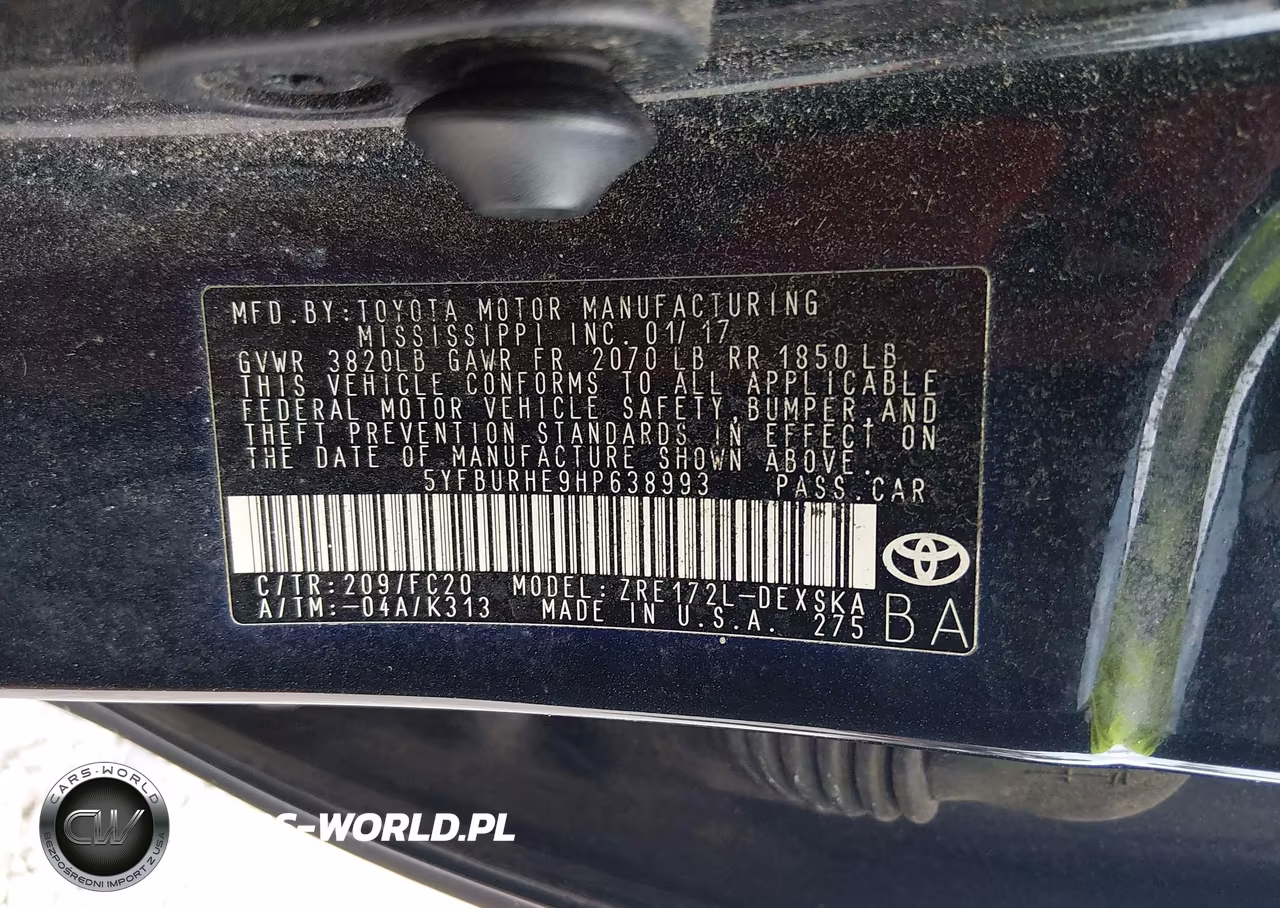 2017 Toyota Corolla Se VIN:5YFBURHE9HP638993 - 9