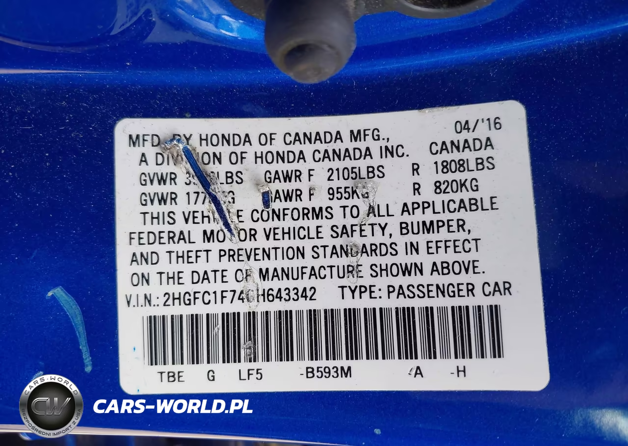 2016 Honda Civic Ex-L VIN:2HGFC1F74GH643342 - 9