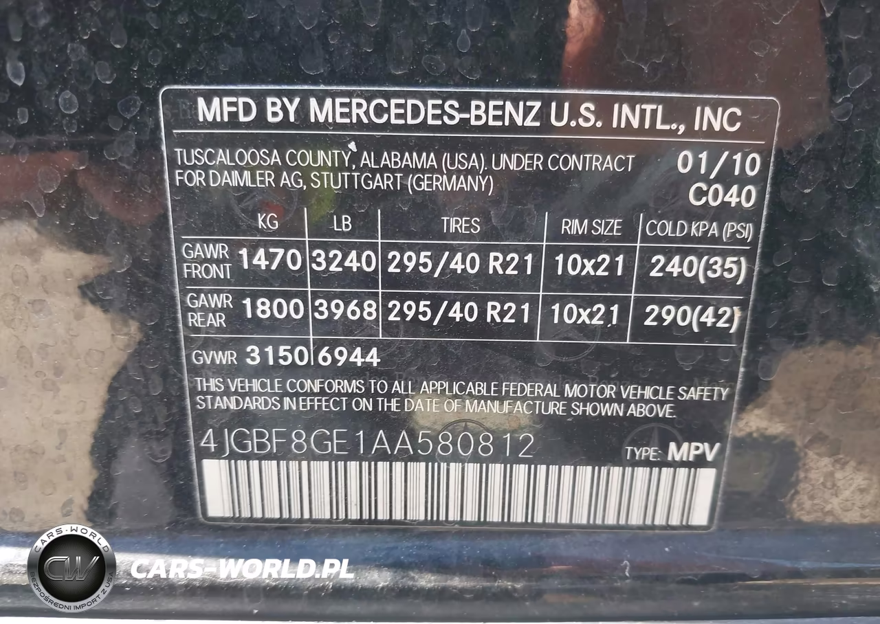 2010 Mercedes-Benz Gl 550 4Matic VIN:4JGBF8GE1AA580812 - 9