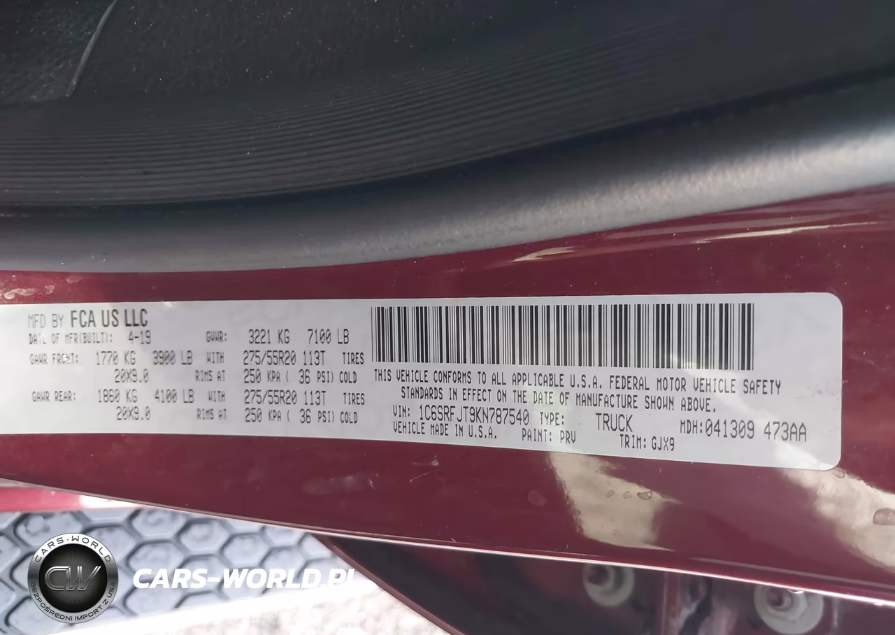 2019 Ram 1500 Laramie 4X4 5'7 Box VIN:1C6SRFJT9KN787540 - 9