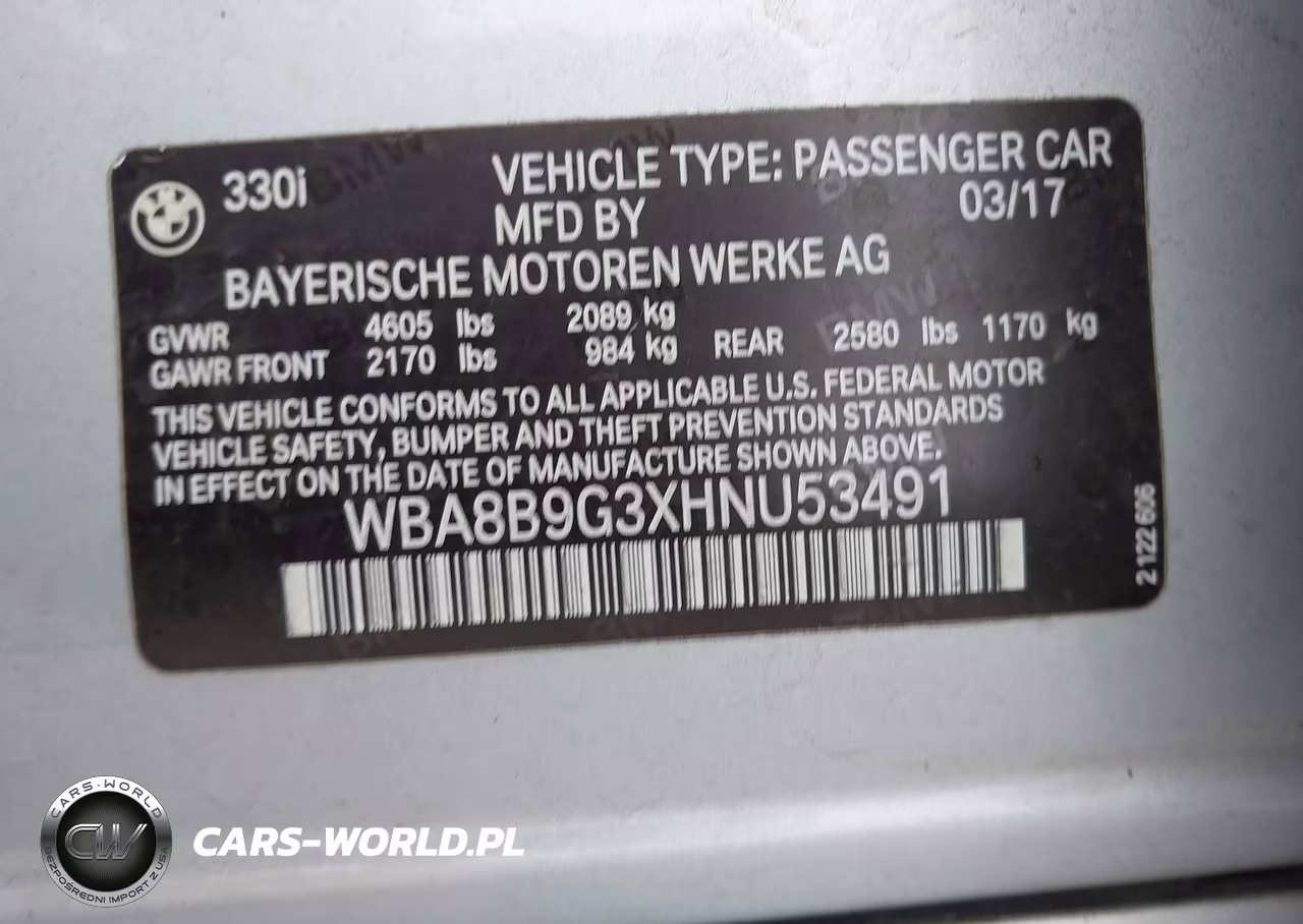 2017 BMW 3 Series 330I VIN:WBA8B9G3XHNU53491 - 9