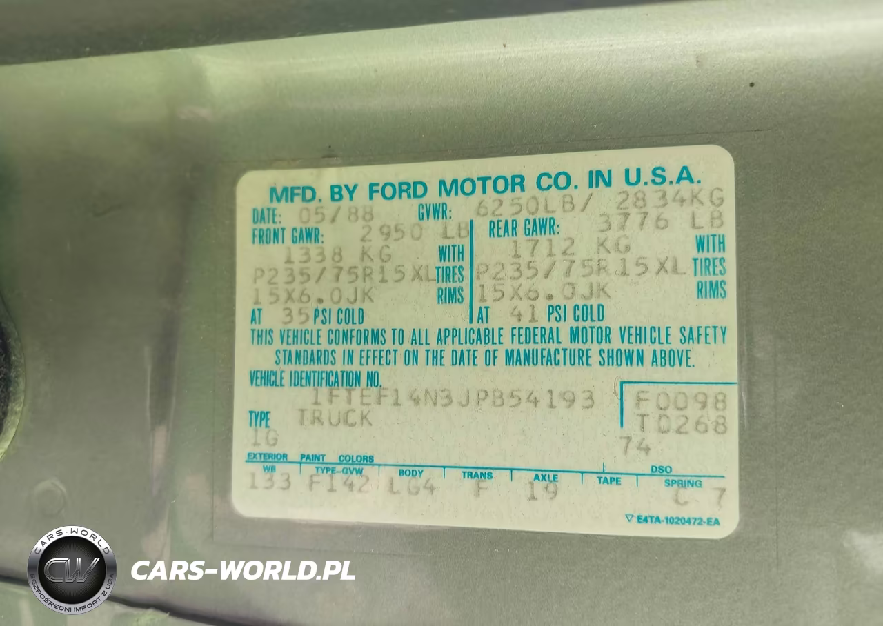 1988 Ford F150 VIN:1FTEF14N3JPB54193 - 9
