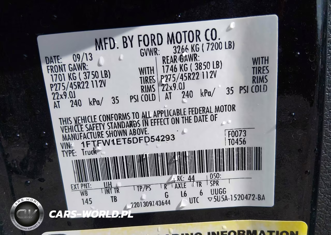 2013 Ford F-150 Limited VIN:1FTFW1ET5DFD54293 - 9
