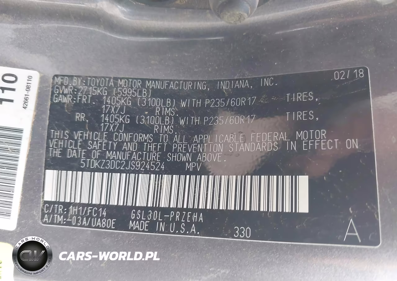 2018 Toyota Sienna Le 8 Passenger VIN:5TDKZ3DC2JS924524 - 9