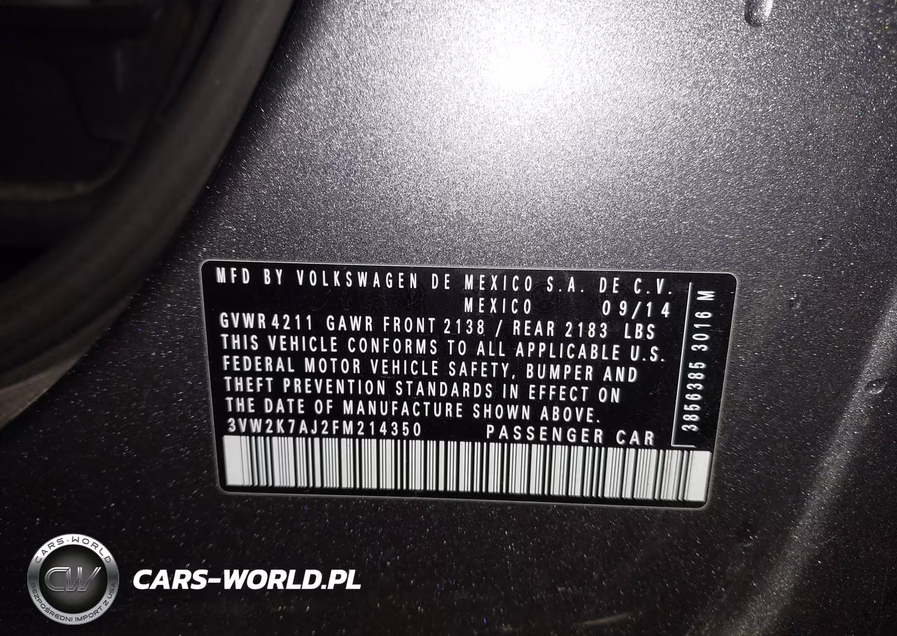 2015 Volkswagen Jetta 2.0L S VIN:3VW2K7AJ2FM214350 - 9