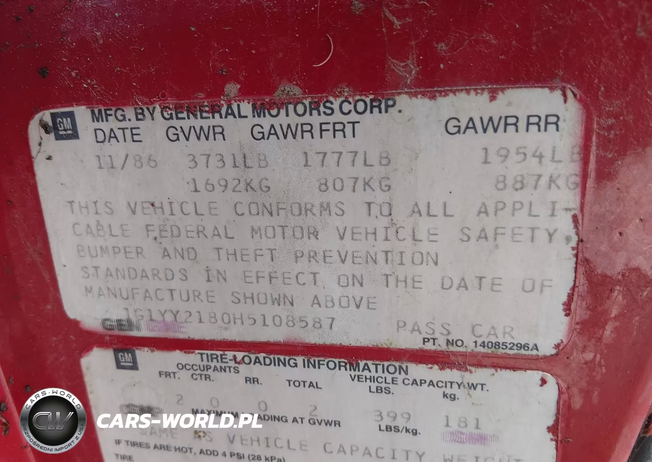 1987 Chevrolet Corvette VIN:1G1YY2180H5108587 - 9