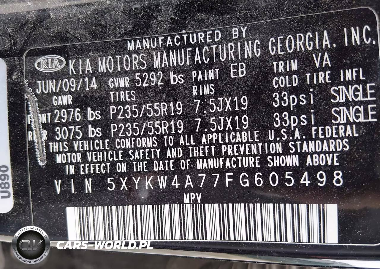 2015 Kia Sorento Sx V6 VIN:5XYKW4A77FG605498 - 9