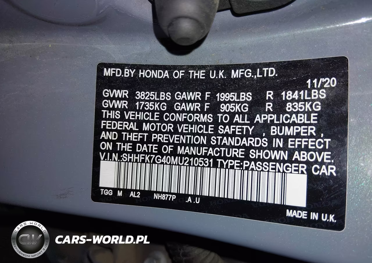 2021 Honda Civic Sport VIN:SHHFK7G40MU210531 - 9