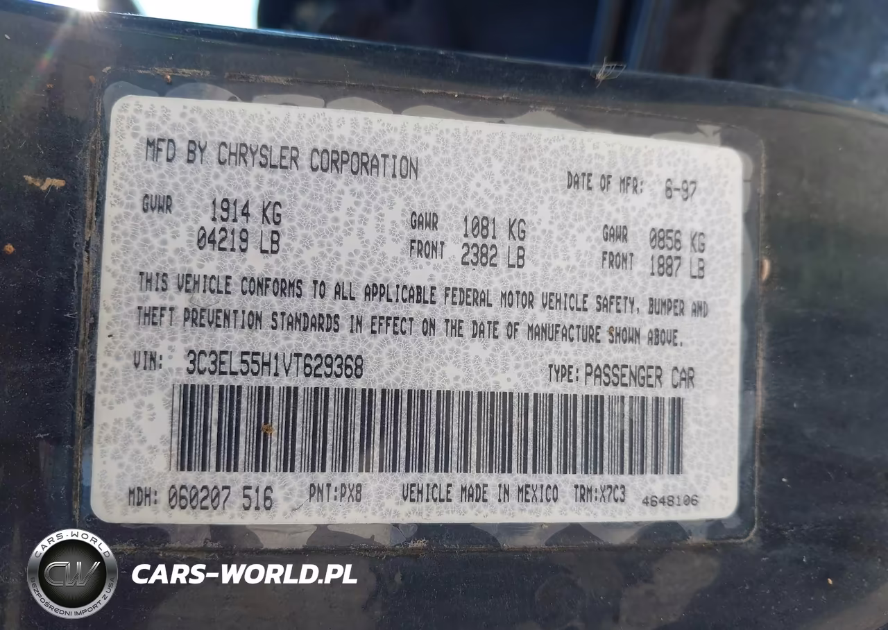 1997 Chrysler Sebring Jxi VIN:3C3EL55H1VT629368 - 9
