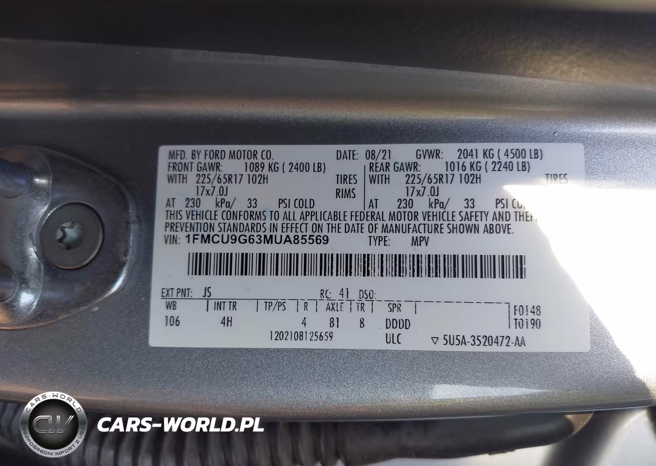 2021 Ford Escape Se VIN:1FMCU9G63MUA85569 - 9