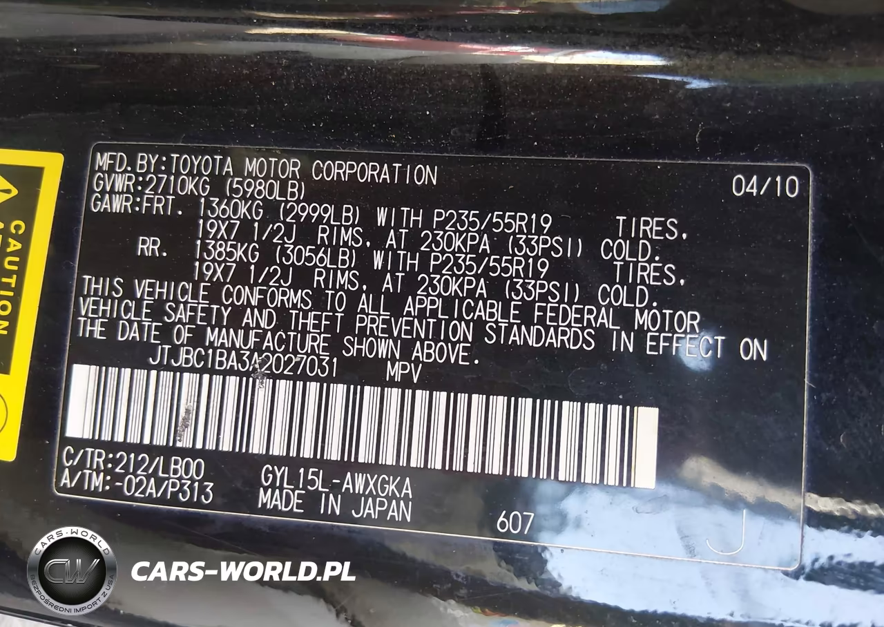 2010 Lexus Rx 450H VIN:JTJBC1BA3A2027031 - 9