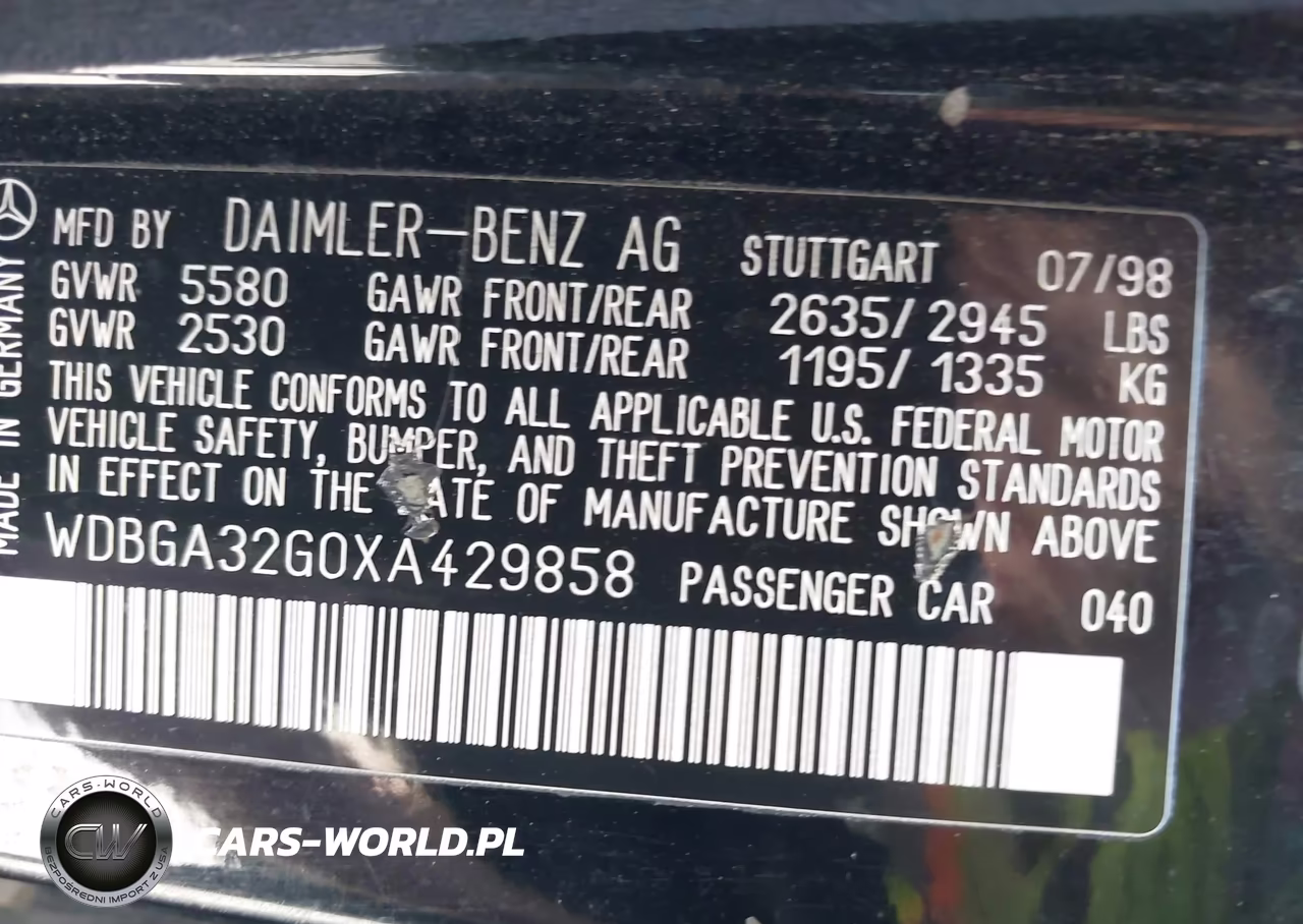 1999 Mercedes-Benz S 320 VIN:WDBGA32G0XA429858 - 8