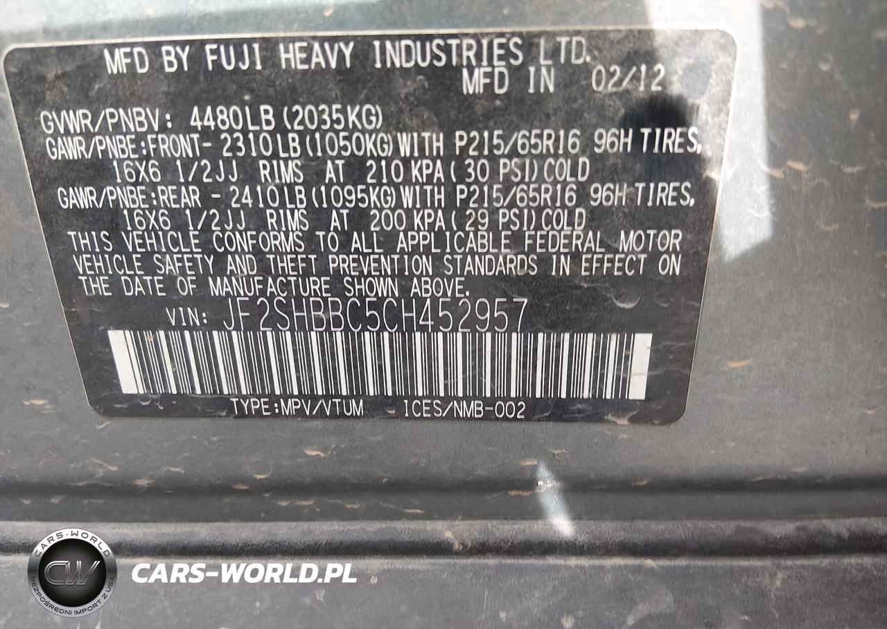 2012 Subaru Forester 2.5X VIN:JF2SHBBC5CH452957 - 9