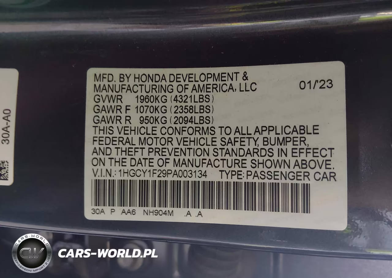 2023 Honda Accord Lx VIN:1HGCY1F29PA003134 - 9