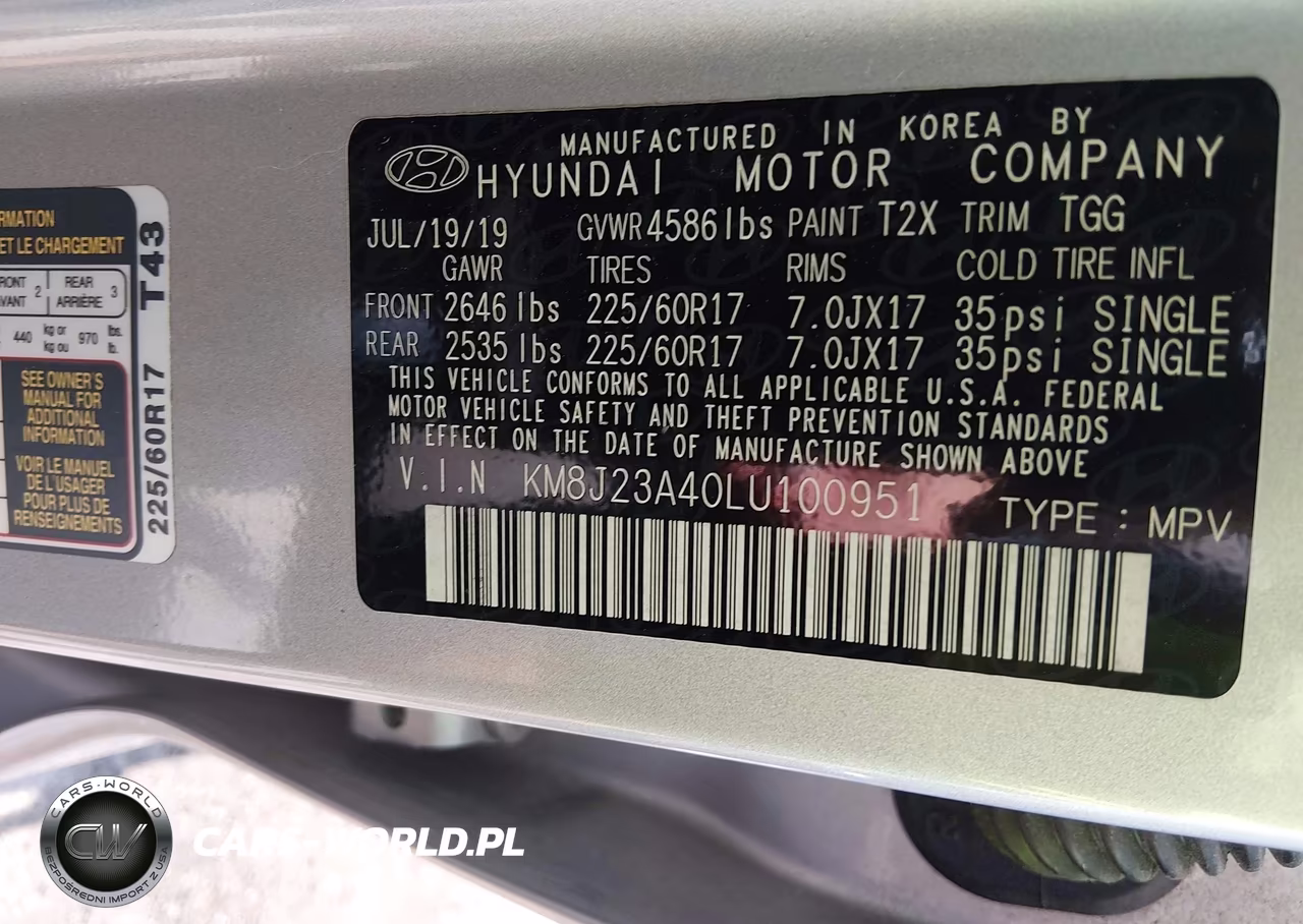 2020 Hyundai Tucson Se VIN:KM8J23A40LU100951 - 9