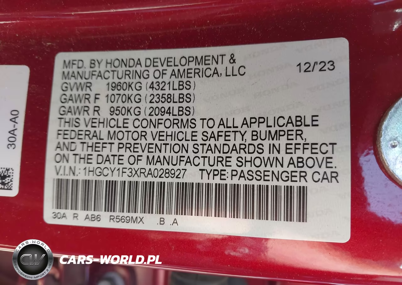 2024 Honda Accord Ex VIN:1HGCY1F3XRA028927 - 9