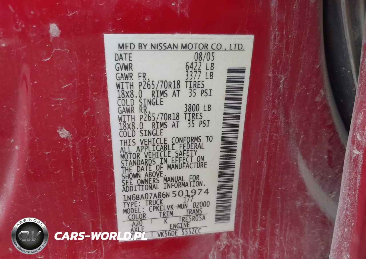 2006 Nissan Titan Le VIN:1N6BA07A86N501974 - 9