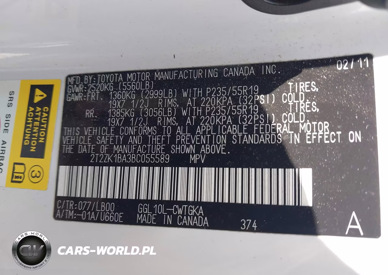 2011 Lexus Rx 350 VIN:2T2ZK1BA3BC055589 - 9