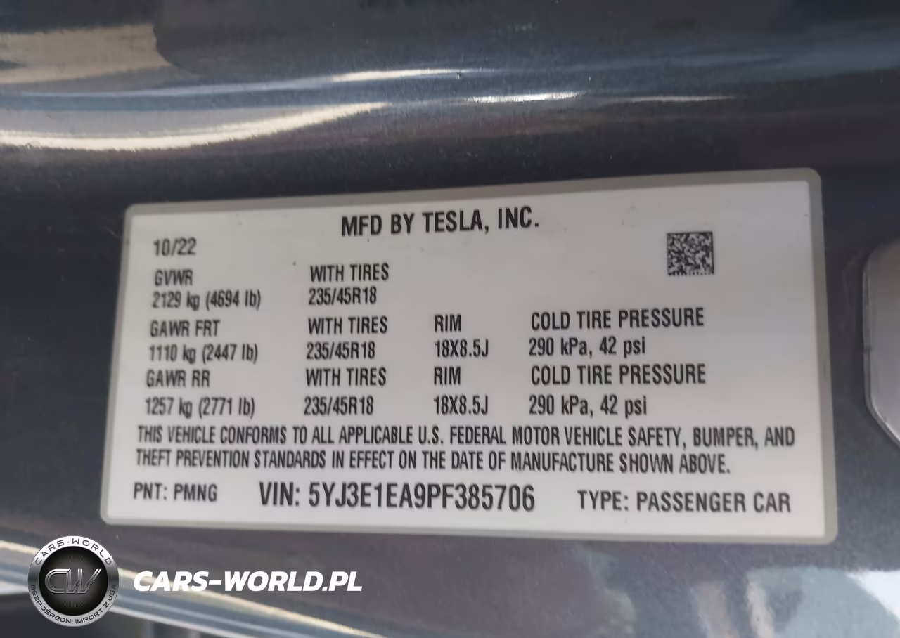 2023 Tesla Model 3 Rear-Wheel Drive VIN:5YJ3E1EA9PF385706 - 9