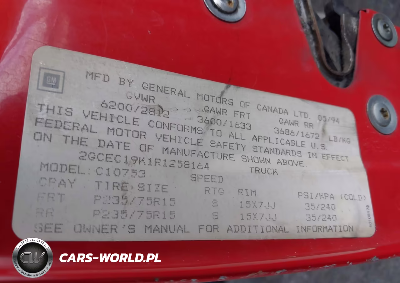 1994 Chevrolet Gmt-400 C1500 VIN:2GCEC19K1R1258164 - 9