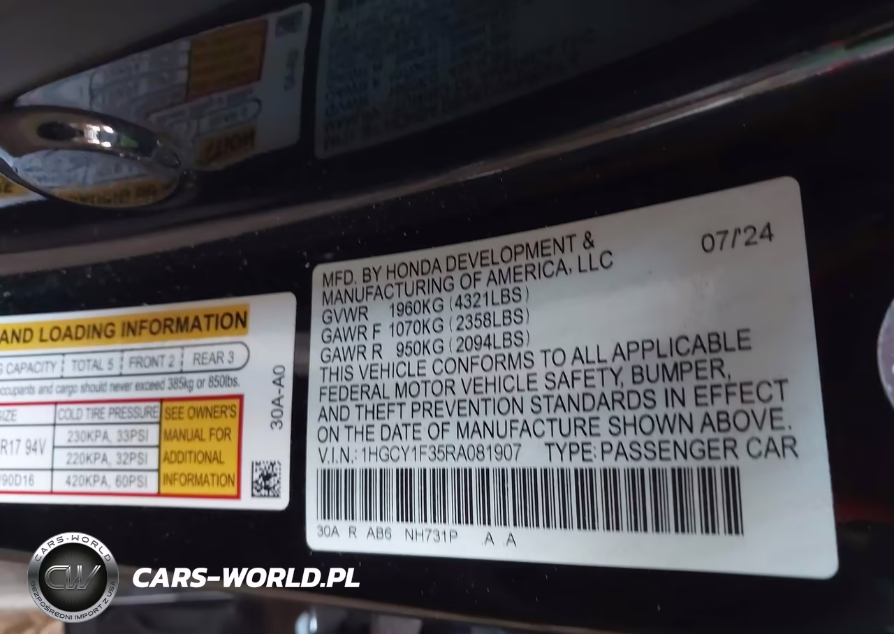 2024 Honda Accord Ex VIN:1HGCY1F35RA081907 - 9