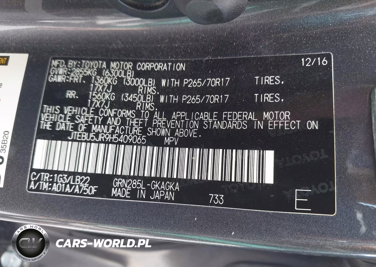 2017 Toyota 4Runner Sr5 Premium VIN:JTEBU5JR9H5409065 - 9