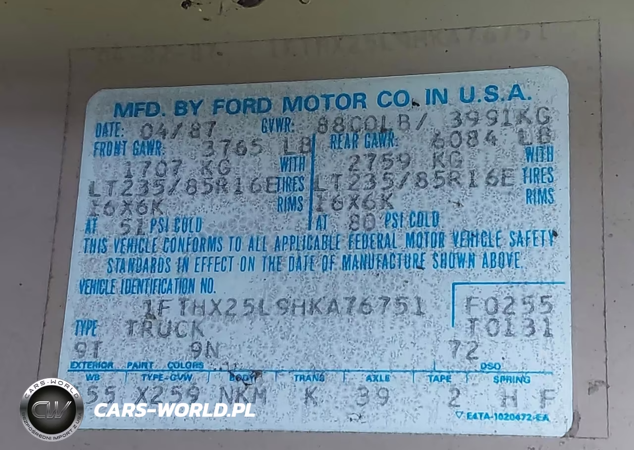 1987 Ford F250 VIN:1FTHX25L9HKA76751 - 9