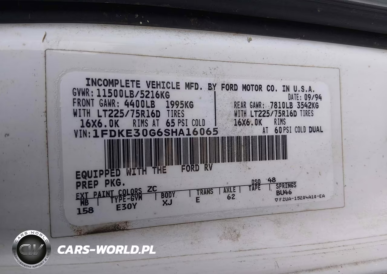 1994 Ford Econoline E350 Cutaway Van VIN:1FDKE30G6SHA16065 - 9